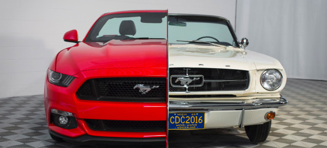 Side by Side Mustangs: 1965 Ford Mustang und 2015 Ford Mustang zum Vergleich