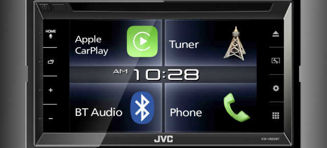 Neuer Doppel-DIN-Moniceiver mit 6,8-Zoll Hochglanz-Touch-Screen: Multimedia-Receiver JVC KW-V820BT mit Bluetooth und Apple CarPlay für perfekte iPhones-Integration