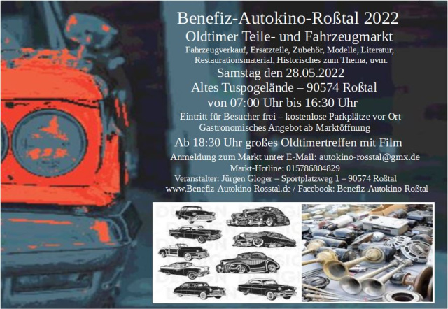 Oldtimermarkt zum Benefiz-Autokino-Roßtal