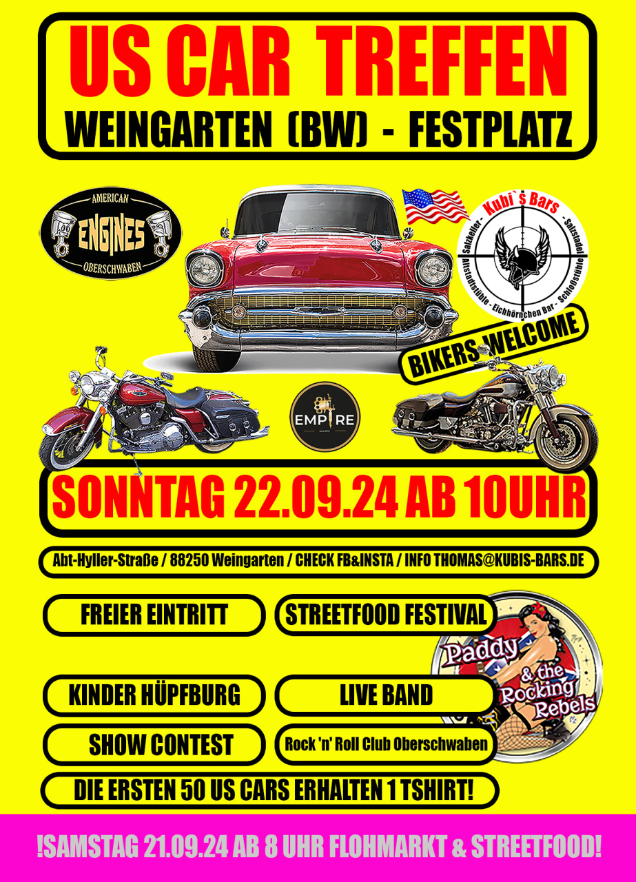 US-Car Treffen | Sonntag, 22. September 2024 | Festplatz // Weingarten ...