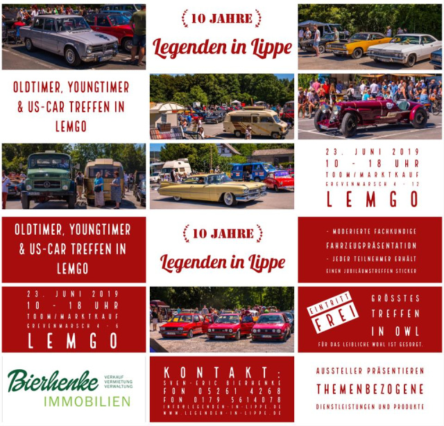 Legenden in Lippe - Das 10. Oldtimer, Youngtimer und US-Car Treffen in Lemgo