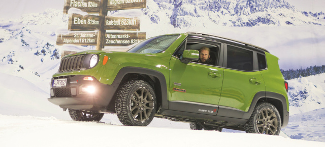 Aufwärts mit Kumho: Winter-Testfahrt mit Jeep® Renegade in der Skihalle Neuss