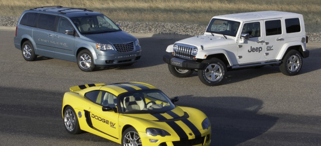 Us cars unter Strom: Chrysler zeigt seriennahe Elektro-Autos: Nie wieder tanken: Elektro-Autos von Chrysler sollen 2010 auf den Markt kommen///Plus 3 Videos!!!