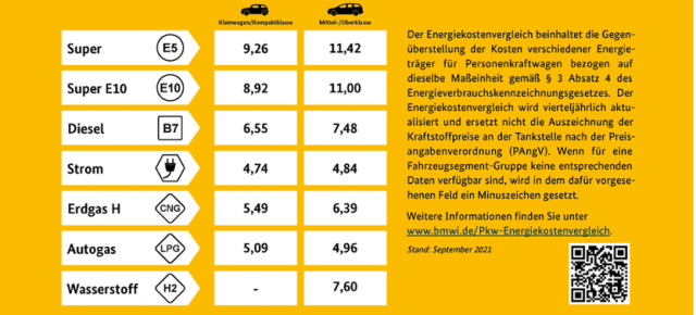 Ab 1. Oktober an (fast) jeder Tankstelle: Energiekostenvergleich für Pkw