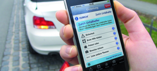 Digitaler Unfallhelfer für Smartphones: Der Zurich Unfallhelfer ist kostenlos im Apple Store erhältlich.