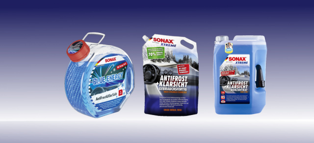 Mit Sonax durch die kalte Jahreszeit : Neu im Wintersortiment: Sonax Antifrost & Klarsicht Blue Energy 