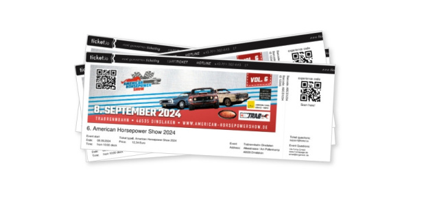 6. American Horsepower Show, 8. September, Dinslaken:: Hier gibt es Tickets im Vorverkauf für das US-Car Festival auf der Trabrennbahn in Dinslaken