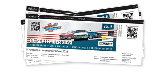 5. American Horsepower Show, 10. September, Dinslaken:: Hier gibt es Tickets im Vorverkauf für das US-Car Festival auf der Trabrennbahn in Dinslaken