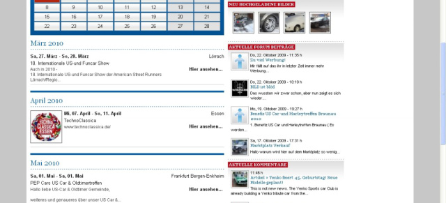 Achtung Clubs: Jetzt Termine auf AmeriCar.de eintragen: Ab jetzt können für 2010 Termine in den AmeriCar.de-Veranstaltungskalender eingetragen werden.